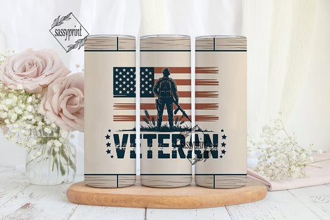 Patriotic Veteran 20oz Tumbler Wrap Sublimation sassyprint 