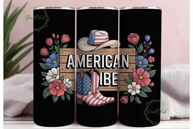 Patriotic Vibe 20oz Tumbler Wrap Sublimation PixelChick 