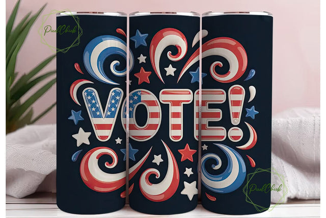 Patriotic Vote 20oz Tumbler Wrap Sublimation PixelChick 
