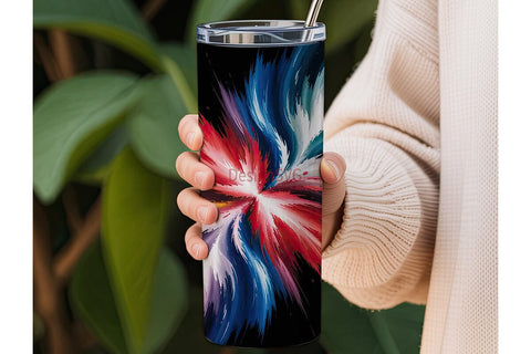 Patriotic Watercolor 20oz Tumbler Wrap Sublimation DesignSVG 