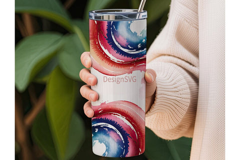 Patriotic Watercolor 20oz Tumbler Wrap Sublimation DesignSVG 