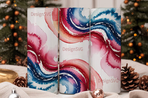 Patriotic Watercolor 20oz Tumbler Wrap Sublimation DesignSVG 