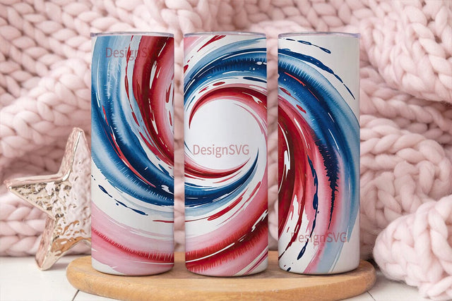 Patriotic Watercolor 20oz Tumbler Wrap Sublimation DesignSVG 