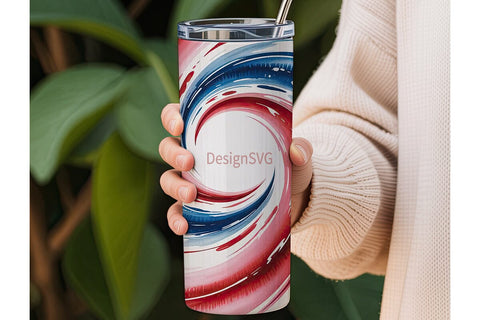 Patriotic Watercolor 20oz Tumbler Wrap Sublimation DesignSVG 