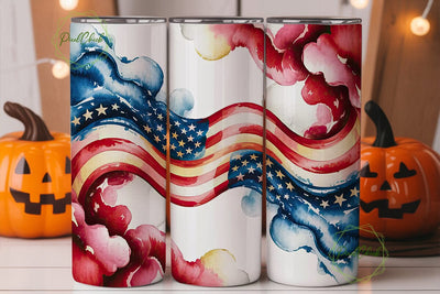 Patriotic Watercolor Flag 20oz Tumbler Sublimation PixelChick 