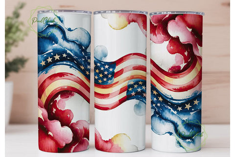 Patriotic Watercolor Flag 20oz Tumbler Sublimation PixelChick 