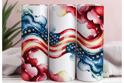 Patriotic Watercolor Flag 20oz Tumbler Sublimation PixelChick 