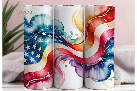 Patriotic Watercolor Flag 20oz Tumbler Sublimation PixelChick 