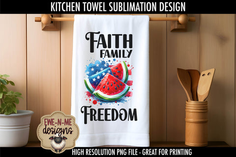 Patriotic Watermelon - Kitchen Towel Sublimation Designs Sublimation Ewe-N-Me Designs 