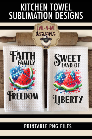 Patriotic Watermelon - Kitchen Towel Sublimation Designs Sublimation Ewe-N-Me Designs 