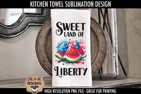 Patriotic Watermelon - Kitchen Towel Sublimation Designs Sublimation Ewe-N-Me Designs 