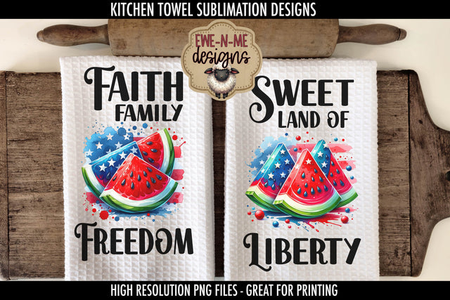 Patriotic Watermelon - Kitchen Towel Sublimation Designs Sublimation Ewe-N-Me Designs 