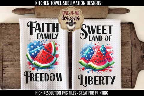 Patriotic Watermelon - Kitchen Towel Sublimation Designs Sublimation Ewe-N-Me Designs 