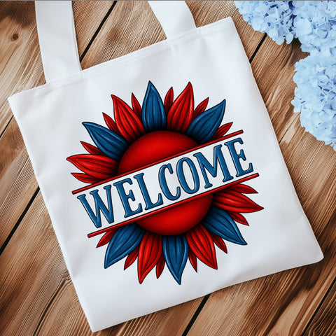 Patriotic Welcome Sunflower SVG | Patriotic Sunflower PNG SVG Paige Cole Studio 
