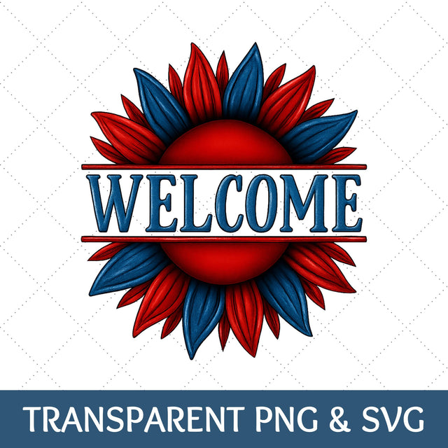Patriotic Welcome Sunflower SVG | Patriotic Sunflower PNG SVG Paige Cole Studio 