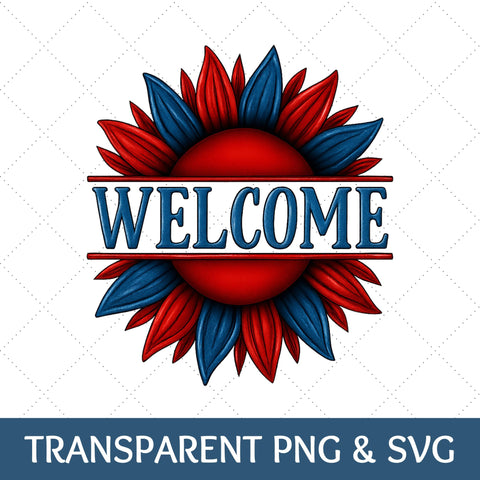 Patriotic Welcome Sunflower SVG | Patriotic Sunflower PNG SVG Paige Cole Studio 
