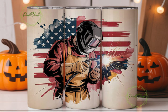 Patriotic Welder 20oz Tumbler Wrap Sublimation PixelChick 