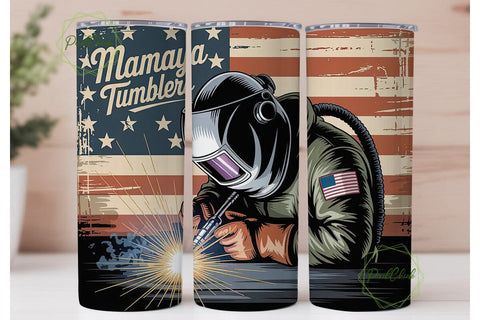 Patriotic Welder 20oz Tumbler Wrap Sublimation PixelChick 