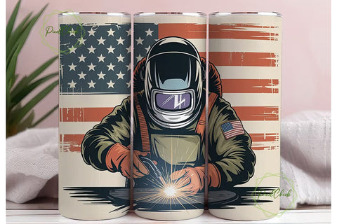 Patriotic Welder 20oz Tumbler Wrap Sublimation PixelChick 