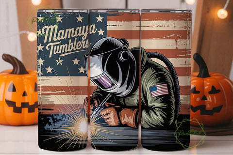 Patriotic Welder 20oz Tumbler Wrap Sublimation PixelChick 
