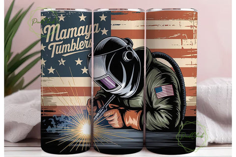 Patriotic Welder 20oz Tumbler Wrap Sublimation PixelChick 