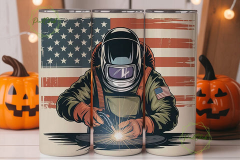 Patriotic Welder 20oz Tumbler Wrap Sublimation PixelChick 
