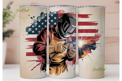 Patriotic Welder 20oz Tumbler Wrap Sublimation PixelChick 