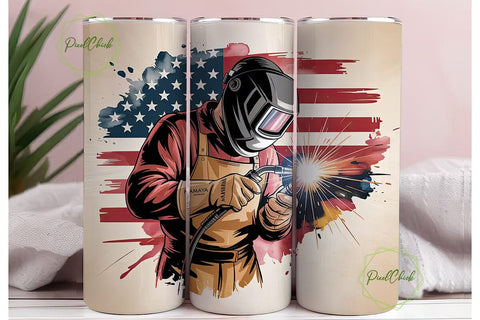 Patriotic Welder 20oz Tumbler Wrap Sublimation PixelChick 
