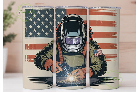 Patriotic Welder 20oz Tumbler Wrap Sublimation PixelChick 