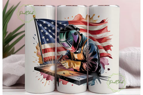 Patriotic Welder 20oz Tumbler Wrap Sublimation PixelChick 