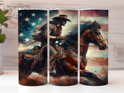 Patriotic Western Horse Tumbler Wrap, Cowboy Tumbler Design, American Flag Horse, Western Theme Mug, Patriotic Cowboy Cup, Rodeo Horse Tumbler, Sublimation Tumbler Wrap Sublimation Lara' s Designs 