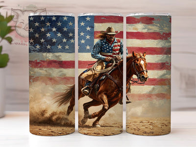 Patriotic Western Horse Tumbler Wrap, Cowboy Tumbler Design, American Flag Horse, Western Theme Mug, Patriotic Cowboy Cup, Rodeo Horse Tumbler, Sublimation Tumbler Wrap Sublimation Lara' s Designs 