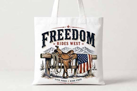 Patriotic Western Saddle PNG | Freedom Rides West Sublimation PNG SVG BillahCrafts 
