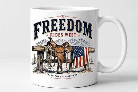 Patriotic Western Saddle PNG | Freedom Rides West Sublimation PNG SVG BillahCrafts 