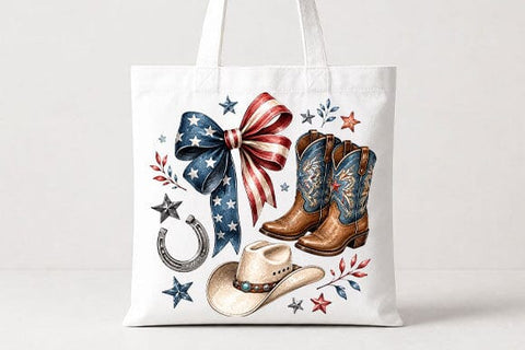 Patriotic Western Sublimation PNG Cowboy Boots and Hat Digital Download SVG BillahCrafts 