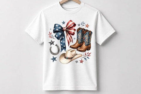 Patriotic Western Sublimation PNG Cowboy Boots and Hat Digital Download SVG BillahCrafts 