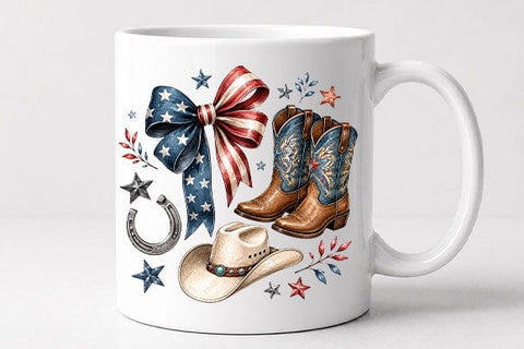 Patriotic Western Sublimation PNG Cowboy Boots and Hat Digital Download SVG BillahCrafts 
