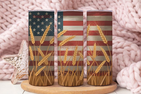 Patriotic Wheat 20oz Tumbler Wrap Sublimation DesignSVG 