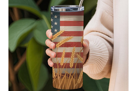 Patriotic Wheat 20oz Tumbler Wrap Sublimation DesignSVG 