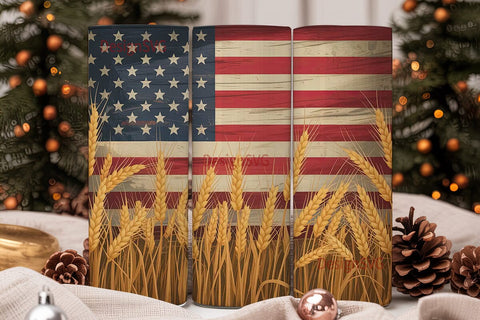 Patriotic Wheat 20oz Tumbler Wrap Sublimation DesignSVG 