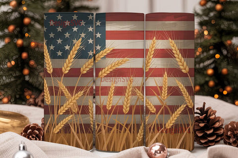Patriotic Wheat 20oz Tumbler Wrap Sublimation DesignSVG 