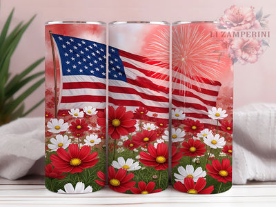 Patriotic Wildflower 4th July Tumbler, Patriotic Wildflower PNG, Watercolor Floral Sublimation, Red White Blue Tumbler, Independence Day Tumbler Design, 20oz Skinny Tumbler Wrap Sublimation Li Zamperini 