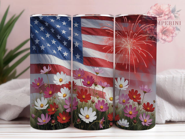 Patriotic Wildflower 4th July Tumbler, Patriotic Wildflower PNG, Watercolor Floral Sublimation, Red White Blue Tumbler, Independence Day Tumbler Design, 20oz Skinny Tumbler Wrap Sublimation Li Zamperini 