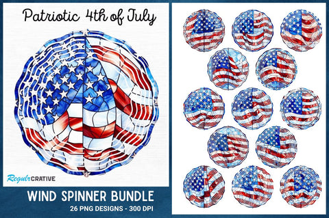 Patriotic Wind Spinner 4th of July Sublimation Designs Bundle Sublimation Regulrcrative 