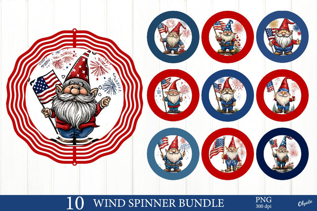 Patriotic Wind Spinner Bundle PNG. Gnome Wind Spinner PNG Sublimation Olga Terlyanskaya 