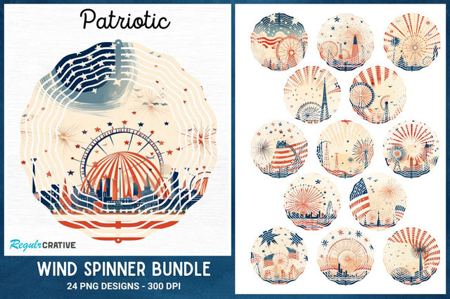 Patriotic Wind Spinner Bundle Sublimation Regulrcrative 
