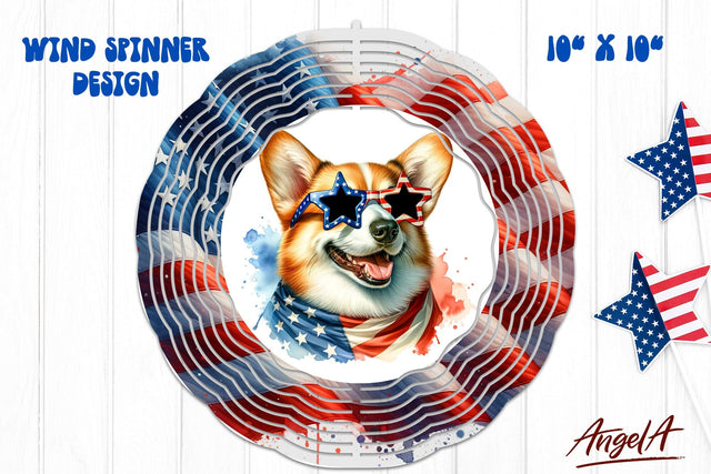 Patriotic wind spinner design / USA dog funny Corgi Sublimation Angelina Semenova 