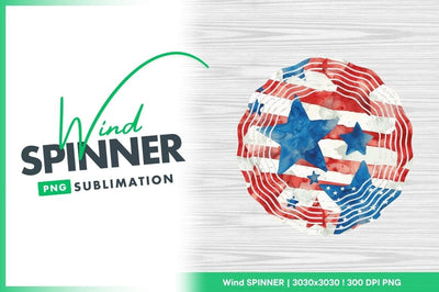 Patriotic Wind Spinner Round Png Design with American Flag Stars and Stripes Sublimation Regulrcrative 