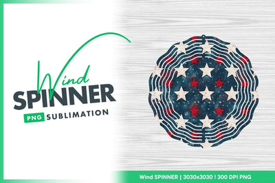 Patriotic Wind Spinner Round Png Design with Stars and Stripes Sublimation Regulrcrative 
