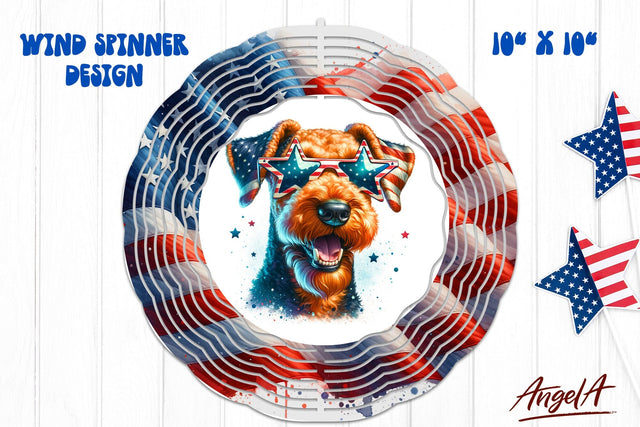 Patriotic wind spinner sublimation / funny Airedale Sublimation Angelina Semenova 